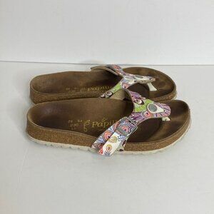 Birkenstock Papillio Sandals Womens 5 Purple Red Paisley Faux Leather Thong
